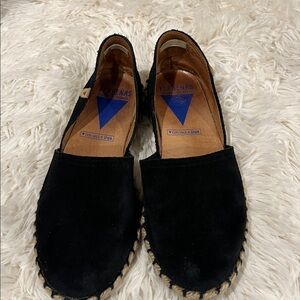Verbenas black suede espadrille flats size 38, converts to 7.5-8